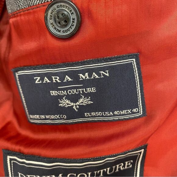 Zara Gray Sport Coat with Red Lining and Notched Lapels size 40 - Picture 3 of 4